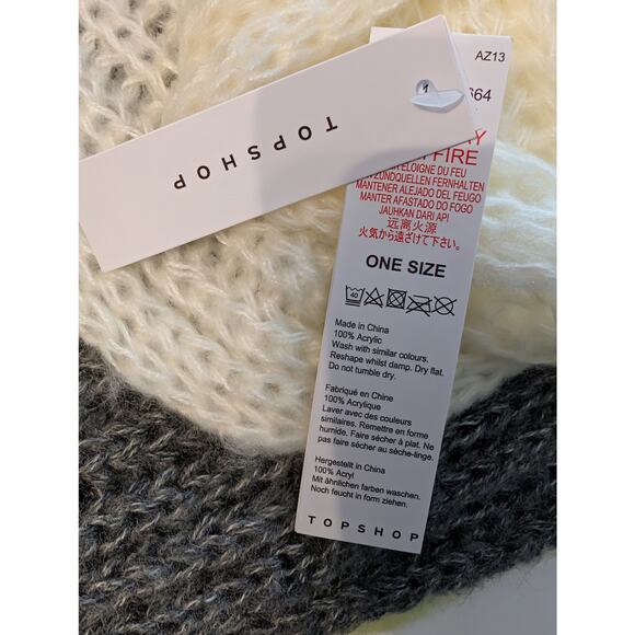 Topshop Chunky Knit Long Scarf Lime Green White and Gray - Picture 3 of 9